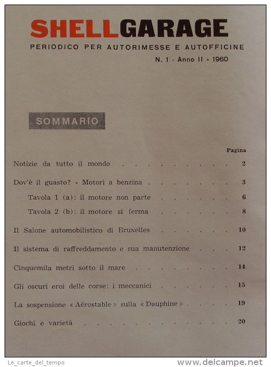 SHELL GARAGE N.1 - ANNO II - 1960 Periodico Per Autorimesse E Officine Meccanico - Moteurs