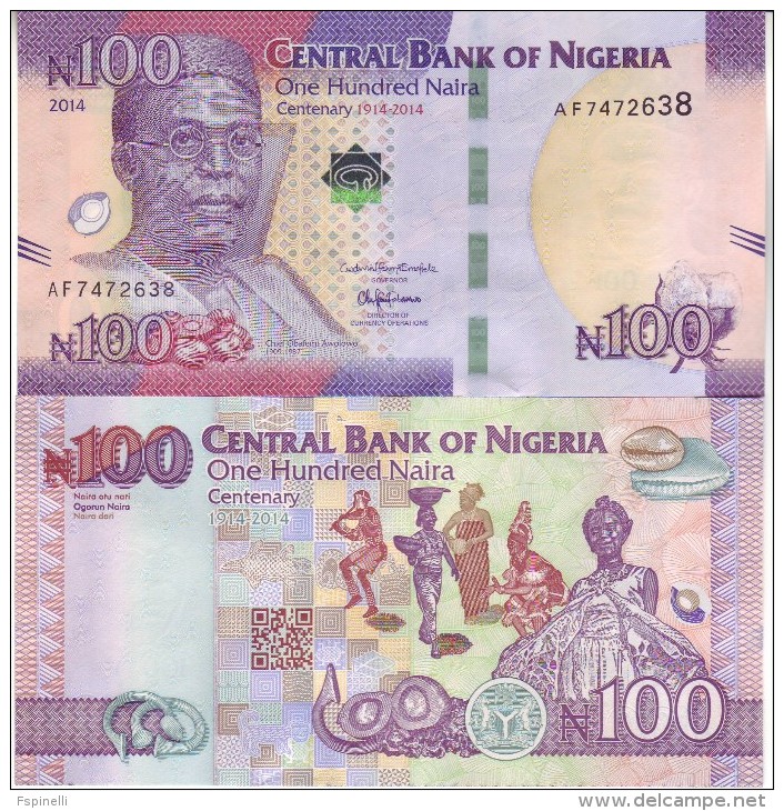 NIGERIA  100 Naira  Commemorative Banknote   P41    2014   UNC - Nigeria