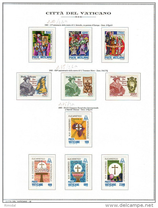 Vatican, Complete Year Set MNH /**, 1985 - Années Complètes