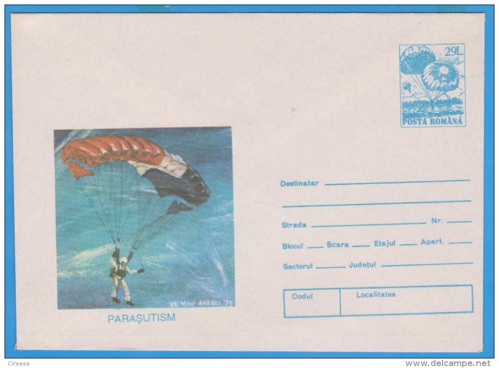 PARACHUTTING ROMANIA POSTAL STATIONERY - Parachutting