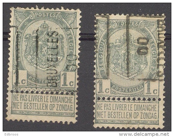 België/Belgique  Preo  N°280A+B Bruxelles 1900. - Roulettes 1900-09