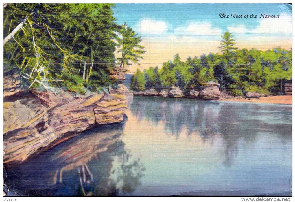 (9 Scan) 20 Ansichten aus Milwaukee 1937 - THE DELLS OF THE WILCONSIN RIVER - Mappe mit 20 schönen Ansichten ...