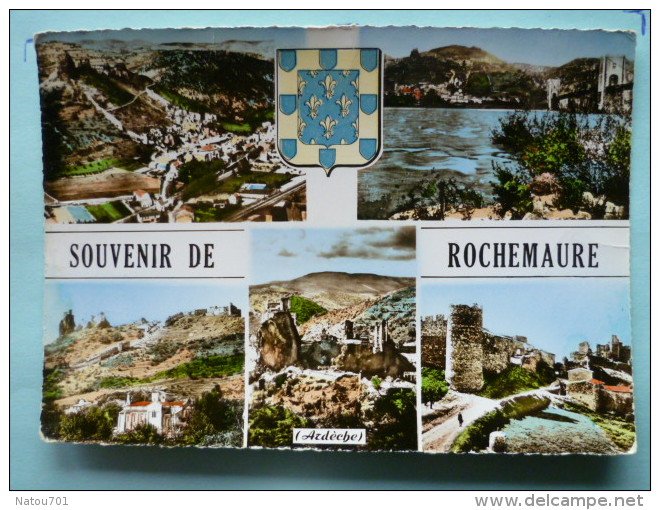 V-08-07-ardeche-souvenir De Rochemaure--multivues-blason-- - Rochemaure