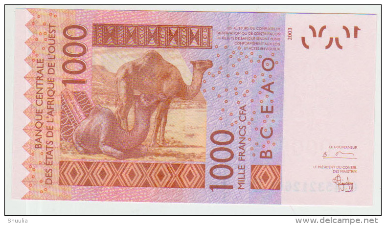 West African States 1000 Francs 2003 Pick 415D UNC - West African States
