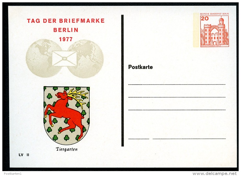 BERLIN PP76 C2/001 Privat-Postkarte WAPPEN TIERGARTEN  1977 - Privé Postkaarten - Ongebruikt