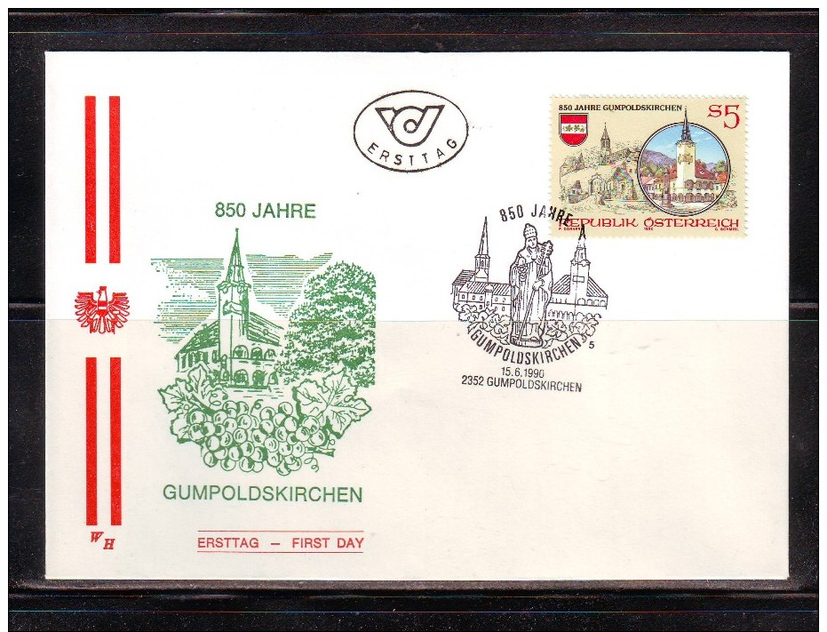 Austria/Österreich 1990 FDC Ersttag  ANK 2029 850 Jahre Gumpoldskirchen NÖ. - FDC