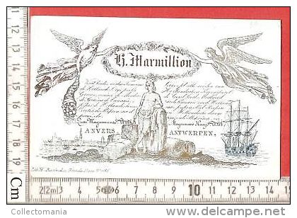 1 RARE PRINT ANVERS Maritime Angle Angel Engel Ship - Antwerpen Carte Litho Porcelaine- Printer Ratinckx - Porseleinkaarten