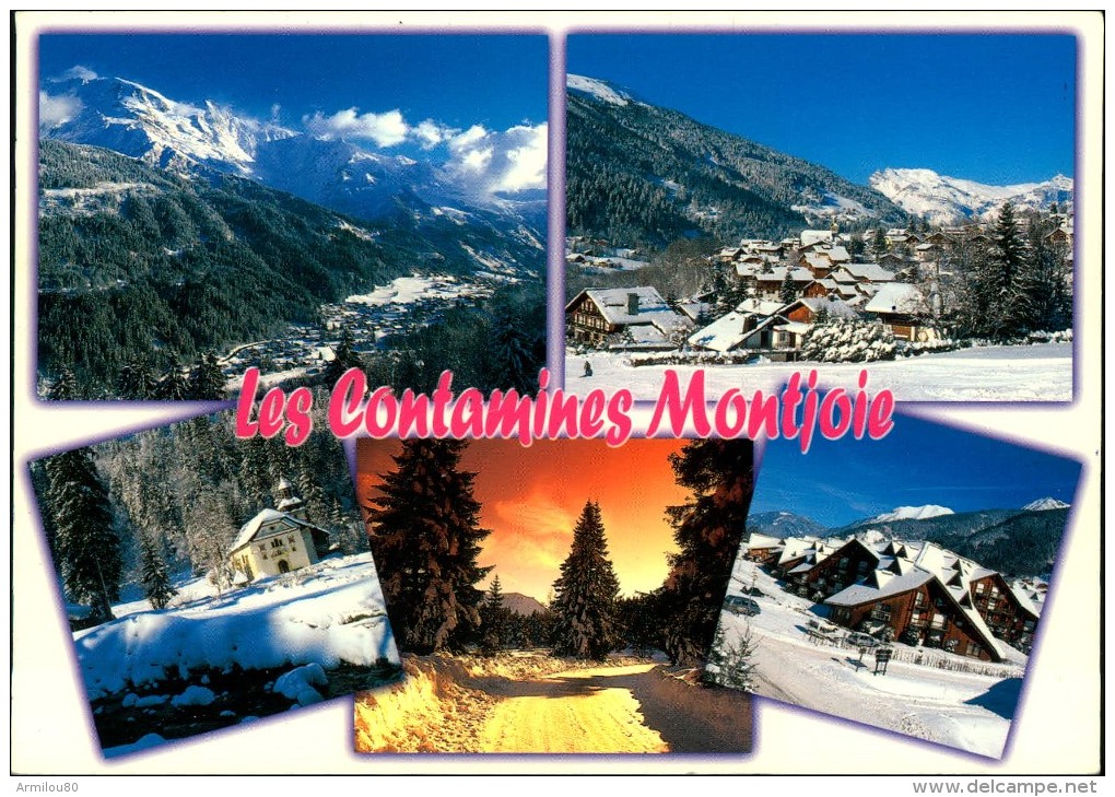 N°48 III 52 CARTE GRAND FORMAT MULTIVUES LES CONTAMINES MONTJOIE - Contamine-sur-Arve