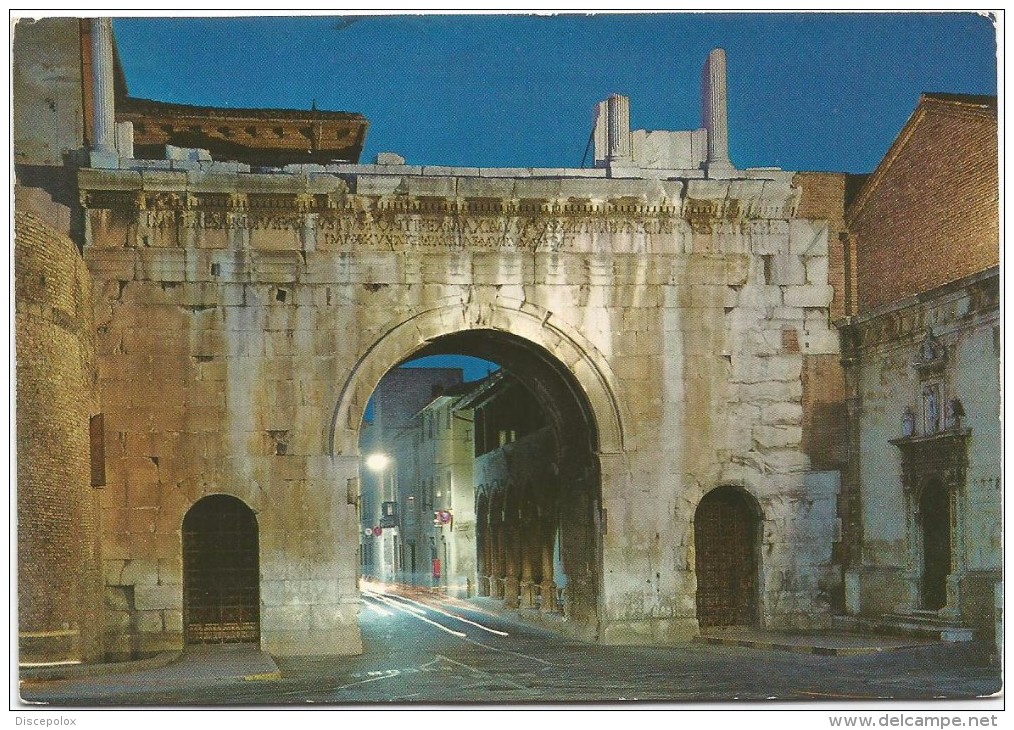 K3167 Fano (Pesaro Urbino) - Arco Di Augusto E Chiesa Di San Michele - Notturno Notte Nuit Night Nacht / Viaggiata 1973 - Fano