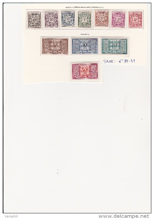 MONACO - TIMBRES TAXE N° 29 A 39  -NEUF X COTE : 46 € - Postage Due