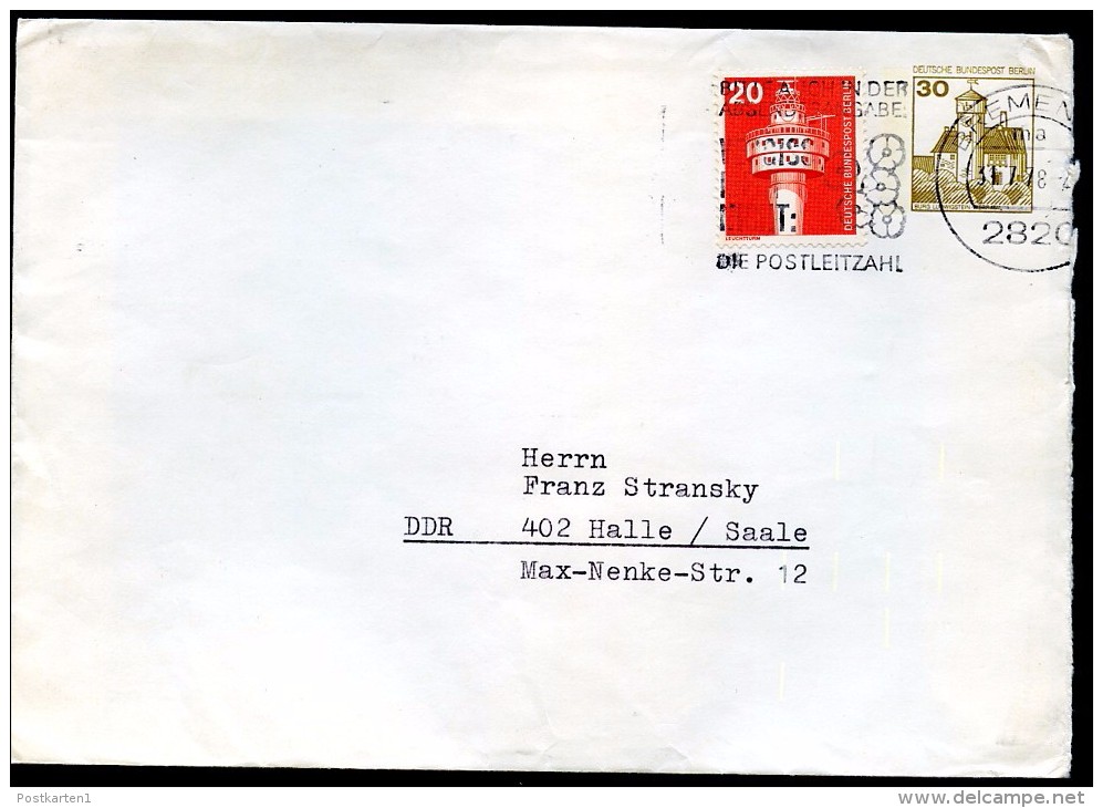 BERLIN PU68 A1/002 Privat- Umschlag BLANKO Bremen-Halle 1978  NGK 4,00 € - Private Covers - Used