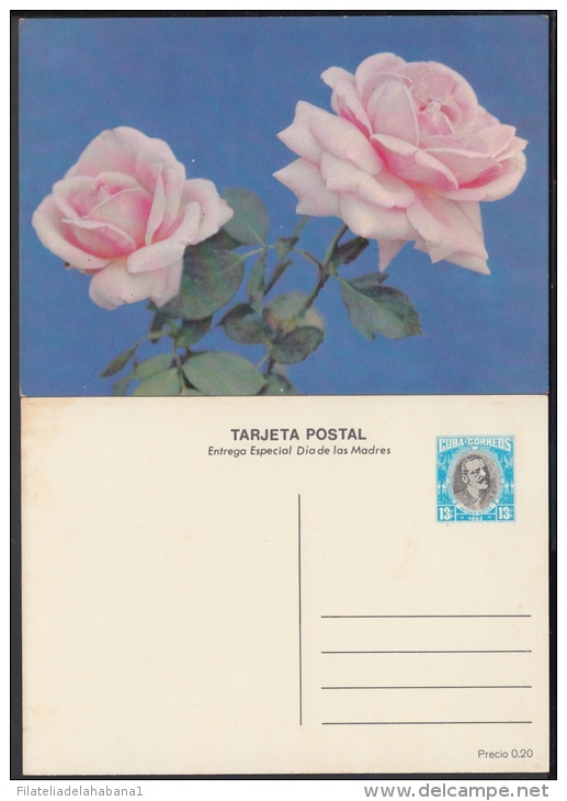 1982-EP-22 CUBA 1982. Ed.129b. MOTHER DAY SPECIAL DELIVERY. POSTAL STATIONEY. ROSAS. ROSE. FLOWERS. FLORES. UNUSED. - Usati