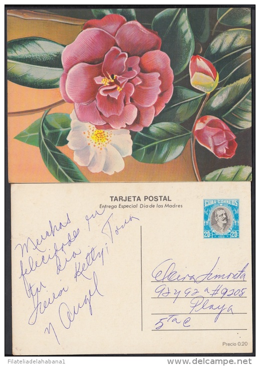 1983-EP-10 CUBA 1983. Ed.133i. MOTHER DAY SPECIAL DELIVERY. POSTAL STATIONEY. FLOWERS. FLORES. USED. - Oblitérés