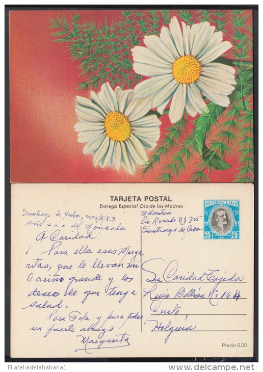 1983-EP-12 CUBA 1983. Ed.133g. MOTHER DAY SPECIAL DELIVERY. POSTAL STATIONEY. FLOWERS. FLORES. USED. - Gebraucht