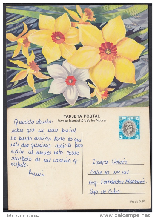 1983-EP-14 CUBA 1983. Ed.133f. MOTHER DAY SPECIAL DELIVERY. POSTAL STATIONEY. FLOWERS. FLORES. USED. - Usati