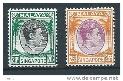 Singapore: 1948/52 20c  And 25c [both Perf: 14] MH (SN 2490) - Singapur (...-1959)