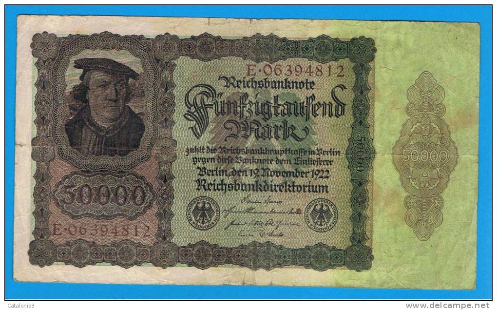 ALEMANIA - GERMANY -  50.000 Mark 1922  MBC-  P-80 - Administration De La Dette