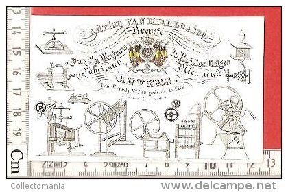 1 RARE PRINT ANVERS Adrien Van Mierlo Mechanicien Roi - Antwerpen Carte Litho Porcelaine  Printer Messens Everdijstraat - Porcelaine