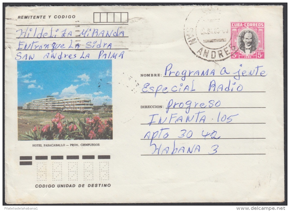 1982-EP-46 CUBA 1982. Ed.191i. ENTERO POSTAL. POSTAL STATIONERY. JOSE MARTI 5c. HOTEL PASACABALLO. SAN ANDRES. USED. - Usados