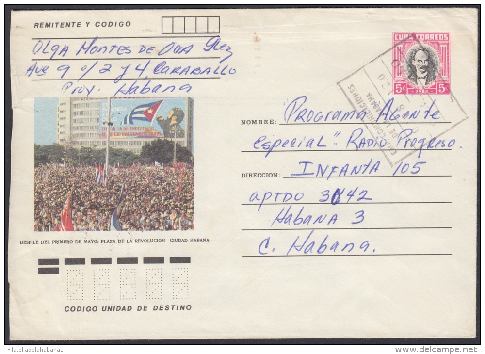 1982-EP-50 CUBA 1982. Ed.191e. ENTERO POSTAL. POSTAL STATIONERY. JOSE MARTI 5c. DESFILE 1 MAYO. EMP COMUNICACIONES HABAN - Usati