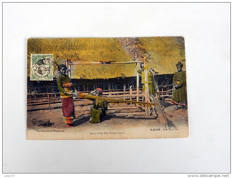Carte Postale Ancienne Colorisée : LAOS : Jeune Fille KHA KOUENE Tissant - Laos