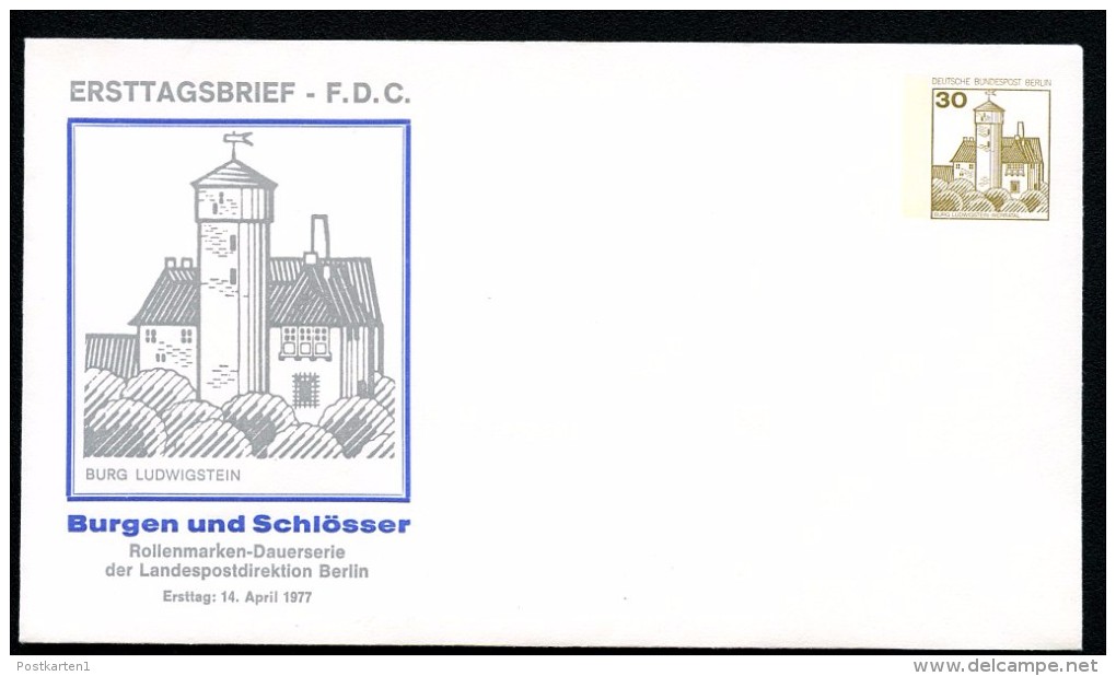 BERLIN PU68 D2/001a Privat-Umschlag BURG LUDWIGSTEIN 1977 - Sobres Privados - Nuevos