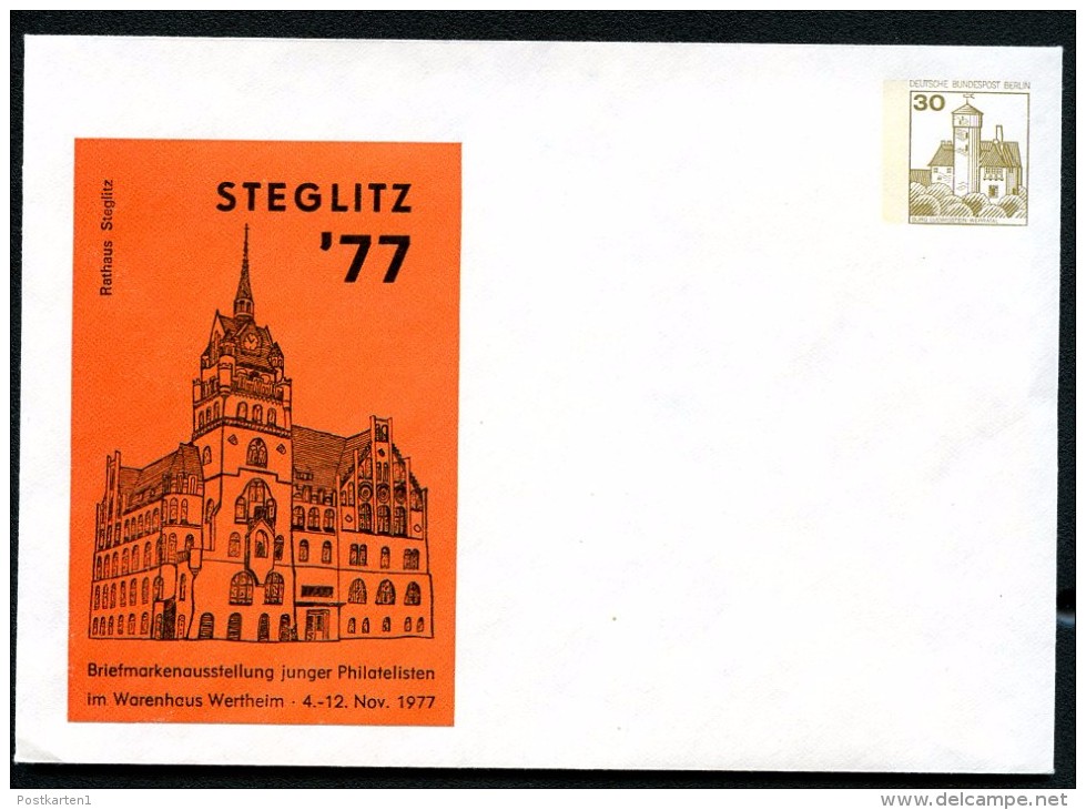 BERLIN PU68 D2/007 Privat-Umschlag RATHAUS STEGLITZ 1977 - Privé Briefomslagen - Ongebruikt