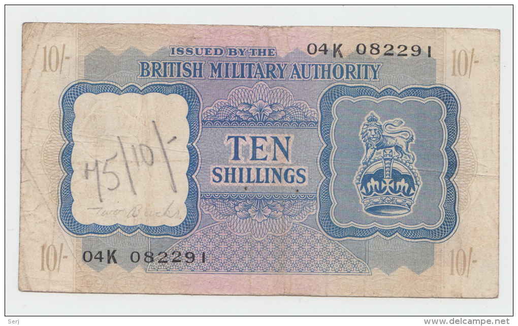 BRITISH MILITARY AUTHORITY - North Africa 10 Shillings (1943) VF Pick M5 - British Military Authority