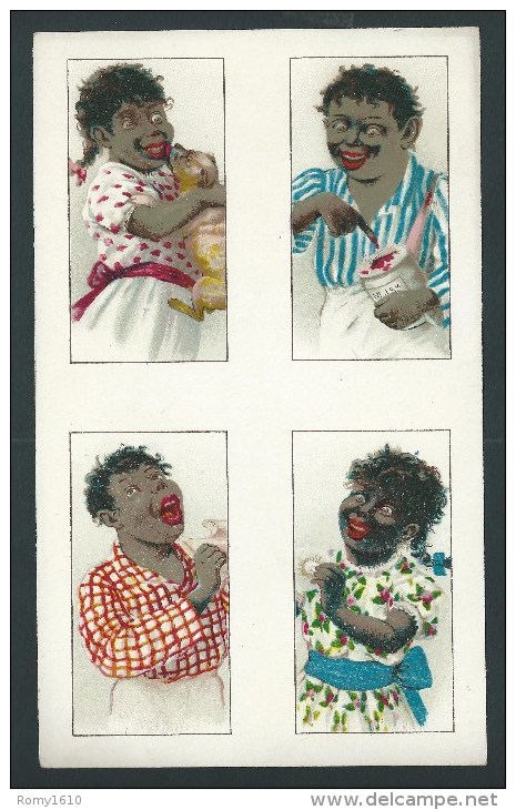 Planche  Non Découpée. 4 Chromos Anciens. Enfants Noirs. - Autres & Non Classés