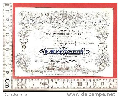 Porseleinkaart ANVERS R Strobbe Assurances Maritime Gand - Antwerpen Carte Litho Porcelaine DEFFERREZ Baron OSY, Weber - Cartes Porcelaine