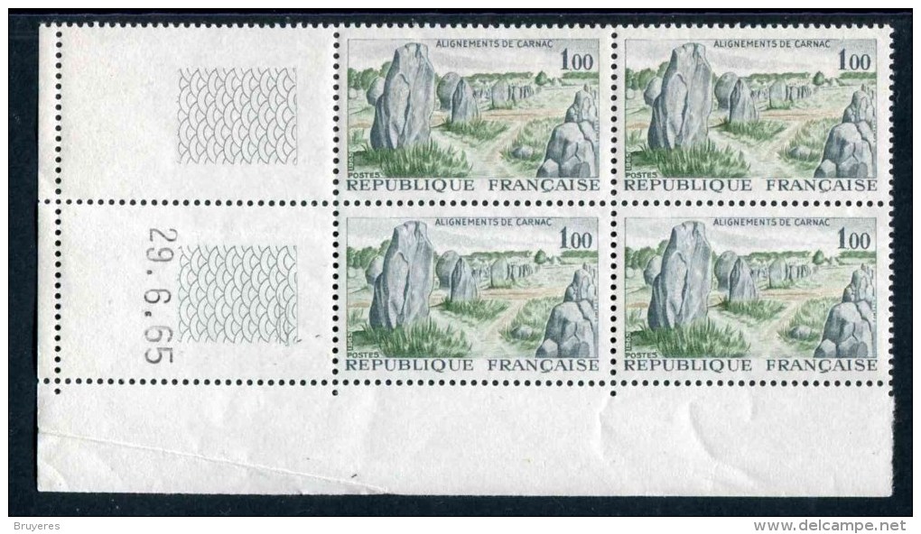 Bloc** De 4  Timbres De 1965  "1,00 - Alignement De Carnac" Avec Date  29.6.65 - 1960-1969