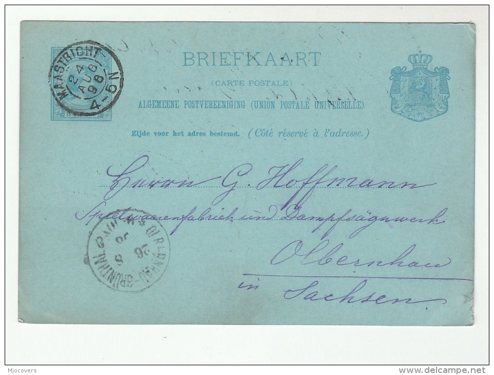 1896  NETHERLANDS Postal STATIONERY CARD MAASTRICHT 45N To OLBERNHAU  Germany Cover Stamps - Postal Stationery