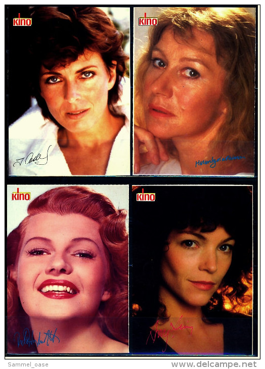 4 X Kino-Autogrammkarte  -  Repro, Signatur Aufgedruckt  -  Rita Hayworth  -  Joanna Cassidy  -  Helen Mirren - Autogramme