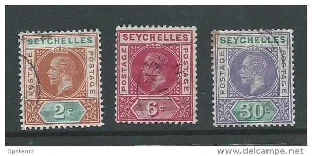 Seychelles 1912 KGV 3 Values To 30c Used - Seychellen (...-1976)