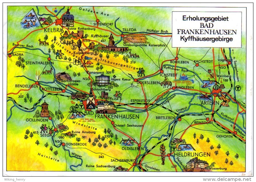 Bad Frankenhausen - Übersichtskarte Kyffhäusergebirge - Bad Frankenhausen