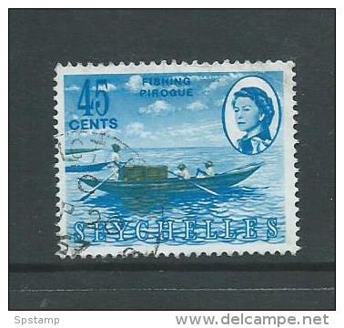 Seychelles 1962 QEII 45 Cent Blue Fishing Boat Definitive FU - Seychellen (...-1976)