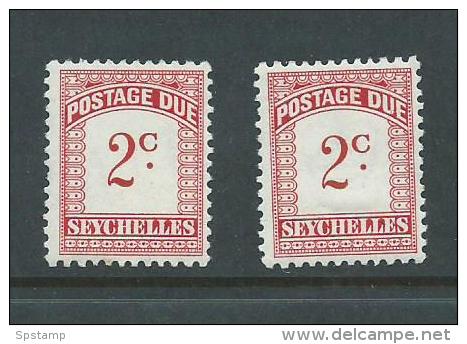 Seychelles 1951 2 Cent Postage Due , 1 MNH , 1 MLH - Seychelles (...-1976)