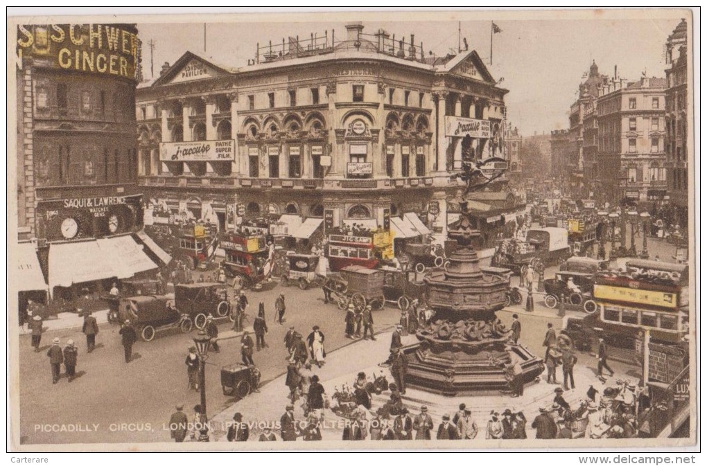 ROYAUME-UNI,ANGLETERRE,LO NDON,UNITED KINGDOM,ENGLAND,1920,PICC ADILLY CIRCUS,LONDON,tram,attela Ge,car - Piccadilly Circus