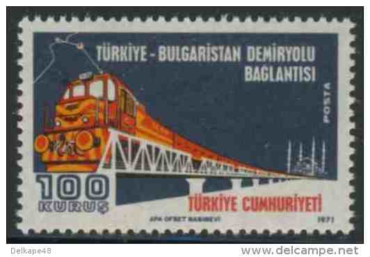 Turkey Turquie Turkei 1971 Mi 2235 YT 2007 Sc 1892 ** Diesel Train Crossing Bridge (Turkey-Bulgaria Line) - Treinen