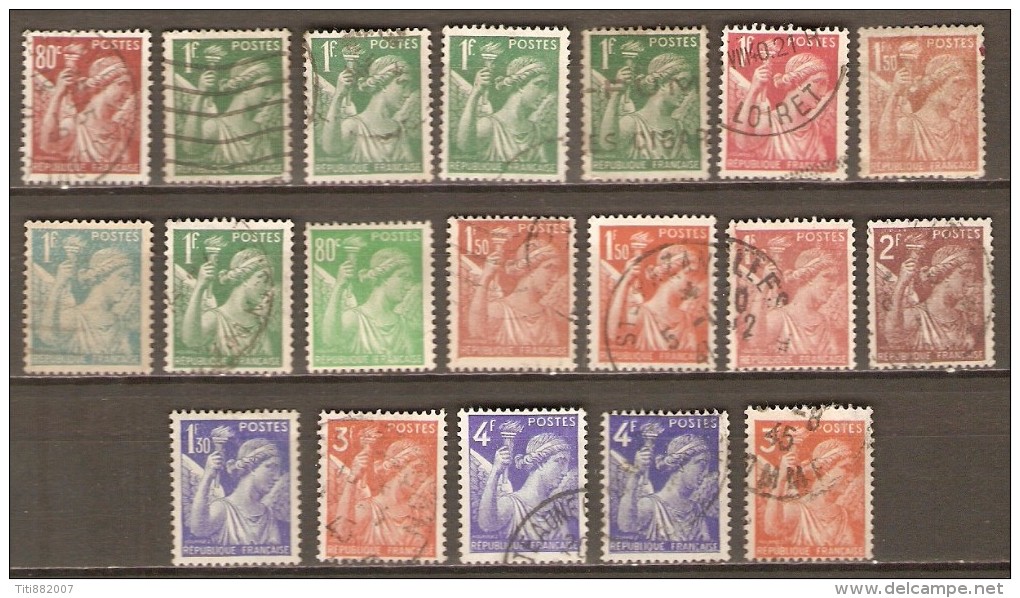 FRANCE   -    L O T   -    Type  IRIS    -   Oblitérés - 1939-44 Iris