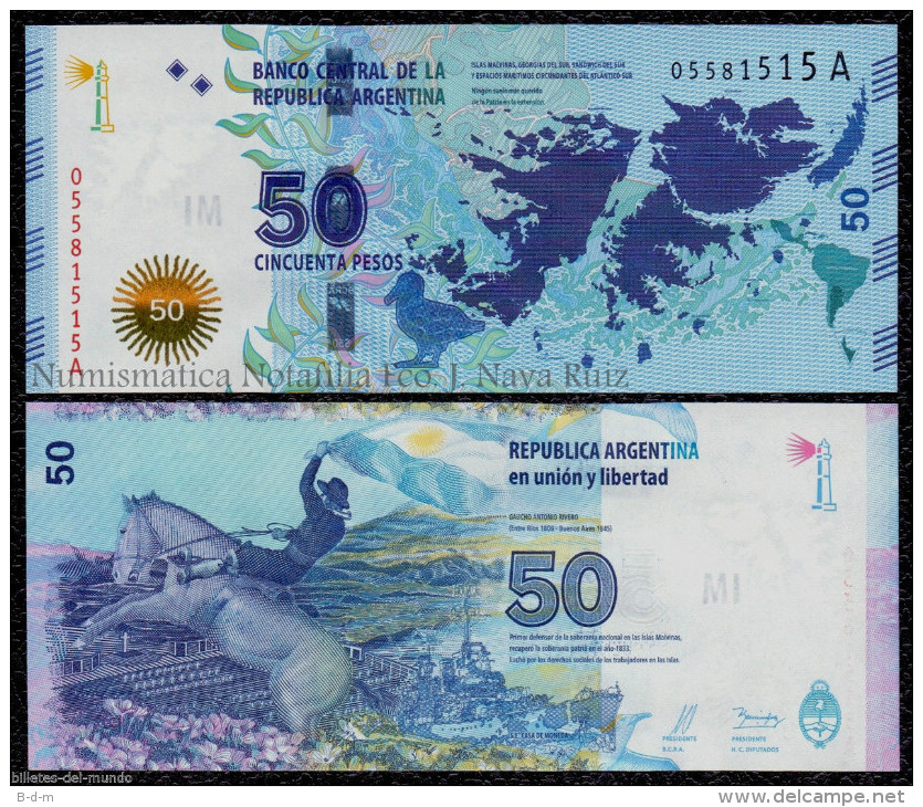 ARGENTINA 50 PESOS 2015 Comm. Falkland Islands PICK NEW SC UNC - Argentina