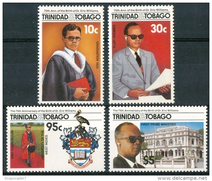 1986 Trinidad & Tobago 75°de La Naissance Du Docteur Eric Williams Set MNH** B494 - Trinité & Tobago (1962-...)