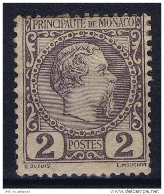 Monaco: 1885 Yv Nr 2 MH/*  Has No Thin Spot, Piece Of Paper - Neufs