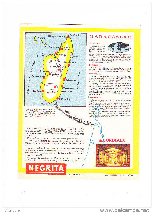 Protège Cahier RHUM NEGRITA Madagascar Recette De Beignets Jeu épicerie BARDINET M P MARC - Licores & Cervezas