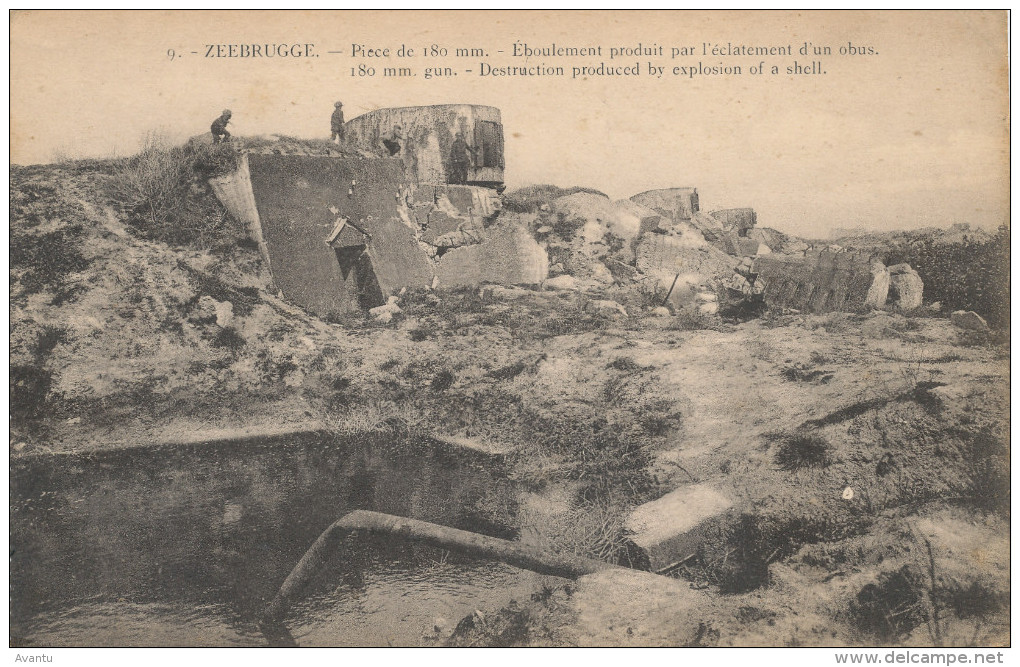 ZEEBRUGGE   / 1914-18 / EFFECT VAN EEN OBUS OP EEN BUNKER - Zeebrugge