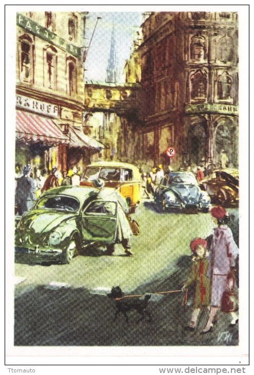 Un Voiture Toujours En Vogue  -  Volkswagen  Advertising Postcard - Artwork By Victor Mundorff - CP - Voitures De Tourisme