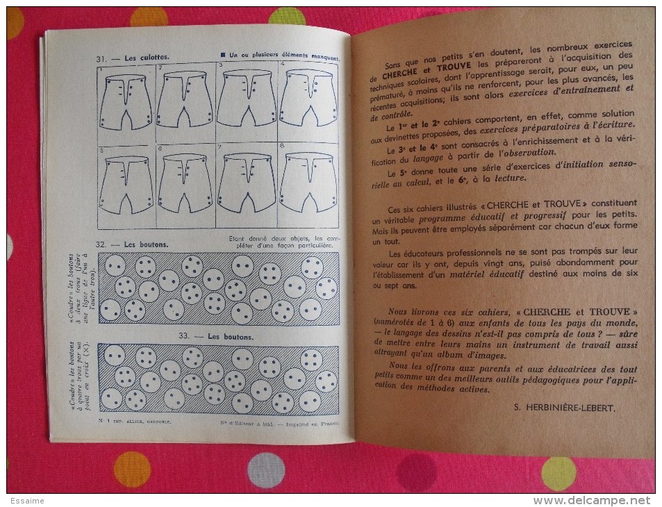 Cherche Et Trouve. Cahier N° 1. Herbinière-Lebert. Fernand Nathan. Vers 1955 - Autres & Non Classés