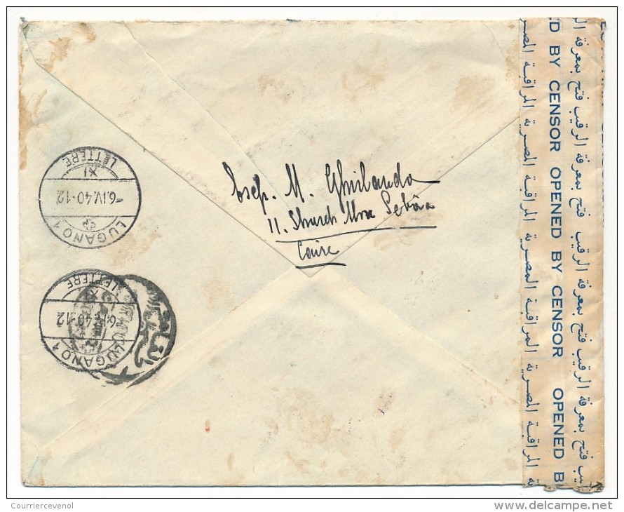 EGYPTE - Enveloppe Depuis IMAD EL DIN Pour Suisse - 1940 - Censure "Postal Censor 47" - Storia Postale