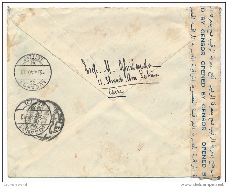 EGYPTE - Enveloppe Depuis IMAD EL DIN Pour Suisse - 1940 - Censure "Postal Censor 47" - Cartas & Documentos