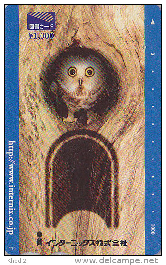 Carte Prépayée Japon - Oiseau HIBOU / Chouette Hulotte - OWL Bird Japan Prepaid Card - EULE Vogel Tosho Karte - 3906 - Eulenvögel